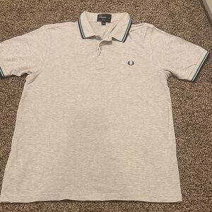Fred Perry Light Gray Polo with Teal Accents